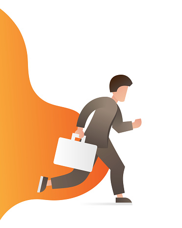 Vector character illustration for man running with briefcase.
