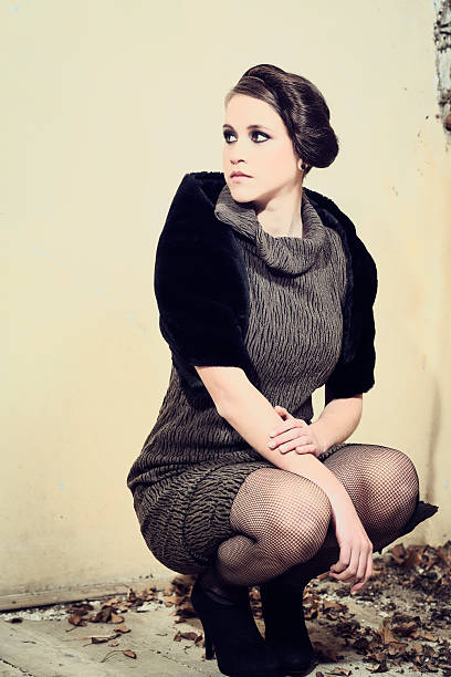 Retro fashion style portrait of young girl.