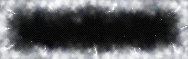 Vector illustration of White thunder light glow background electric frame