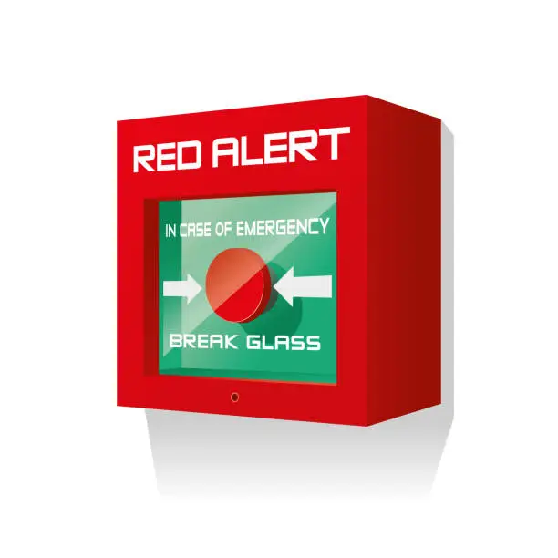 Vector illustration of Red Alert Box over White Background
