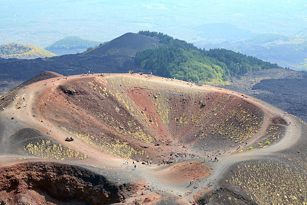 Crater Silvestri of the volcano Etna Crater Silvestri of the volcano Etna, Sicily, Italy. extinct volcano stock pictures, royalty-free photos & images