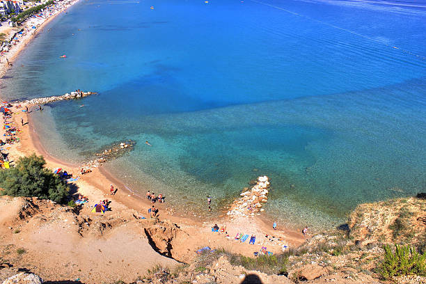 istock Beautiful blue Baska bay beach aerial view 186753921