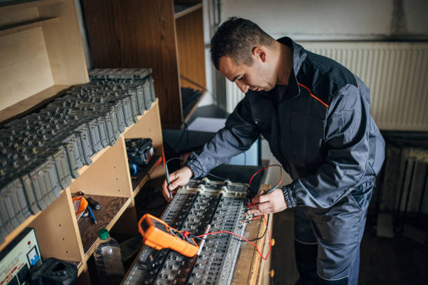 istock Mechanic doing service on electric car battery 1867539742