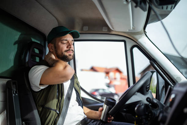 istock A truck driver's neck hurts from a long drive 1867543933