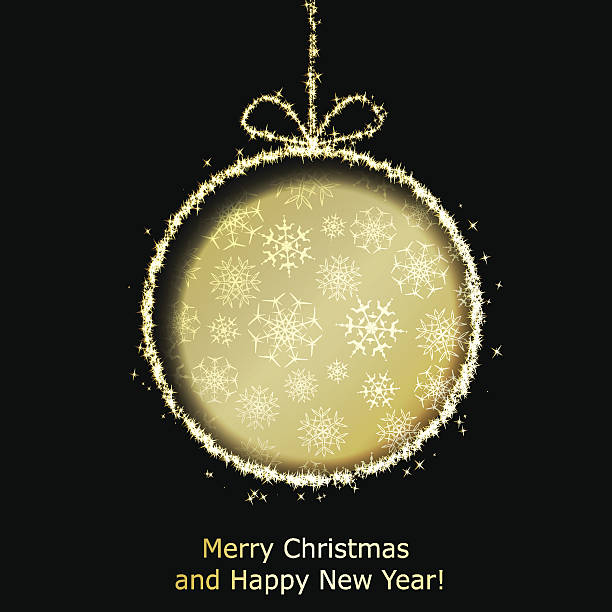 istock Abstract Xmas greeting card with golden Christmas ball 186754800