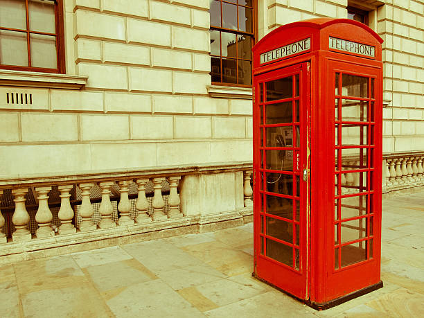 istock Retro looking London telephone box 186755893