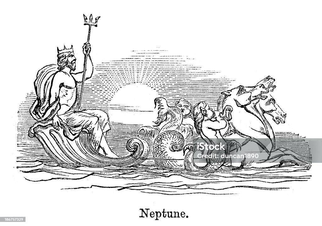 Neptune - Ilustração de Netuno - Deus romano royalty-free