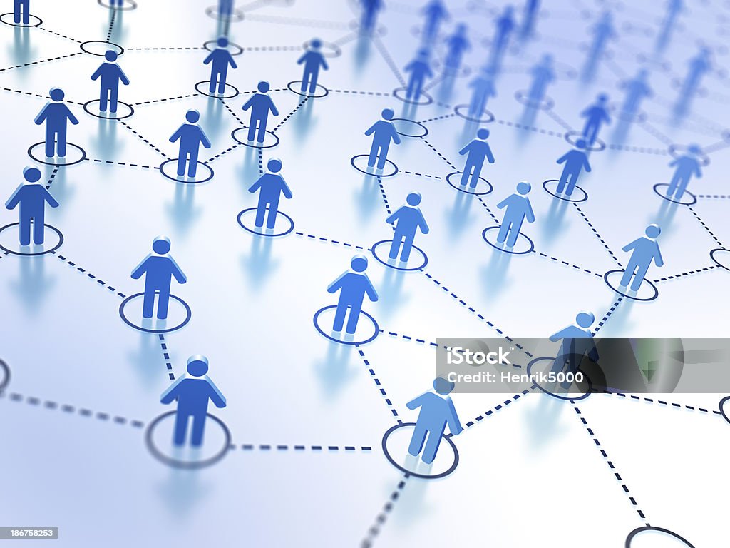 Small 3D characters illustrating social network Social Network concept Peer-to-peer Stock Photo