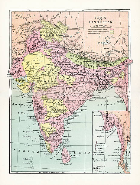 ilustrações, clipart, desenhos animados e ícones de mapa antigo da índia ou hindustan - india map sri lanka pakistan