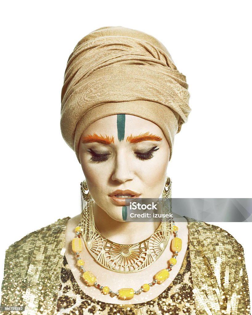 Exótico Retrato de mujer de moda - Foto de stock de Dorado - Color libre de derechos