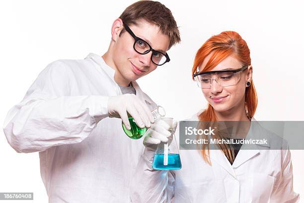 Chemistry Students Stock Photo - Download Image Now - 20-24 Years, Laboratory, White Background