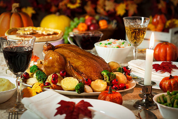istock Table full with turkey in the middle for Thanksgiving 186760718