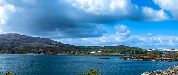 istock Isle of Skye and the Skye Bridge Panorama 186762388