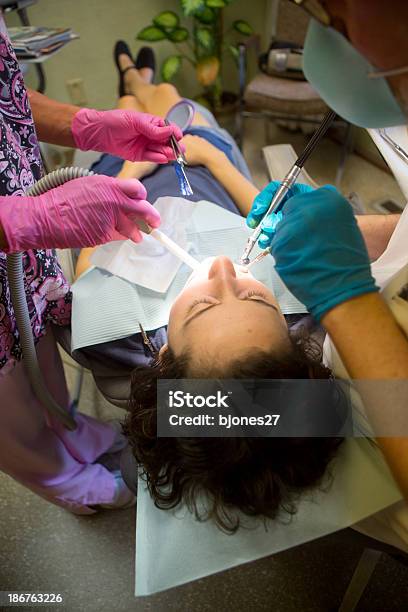 Young Woman Getting A Filling Stock Photo - Download Image Now - 20-24 Years, Adult, Blue