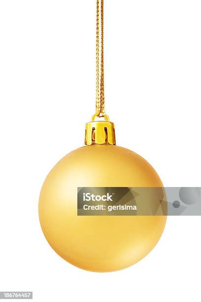 Złoty Boże Narodzenie Ball - zdjęcia stockowe i więcej obrazów Sznurek - Sznurek, Złoto - metal, Złoty - Kolory