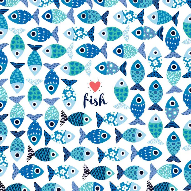 Vector illustration of Cute decorative fish. Underwater world.