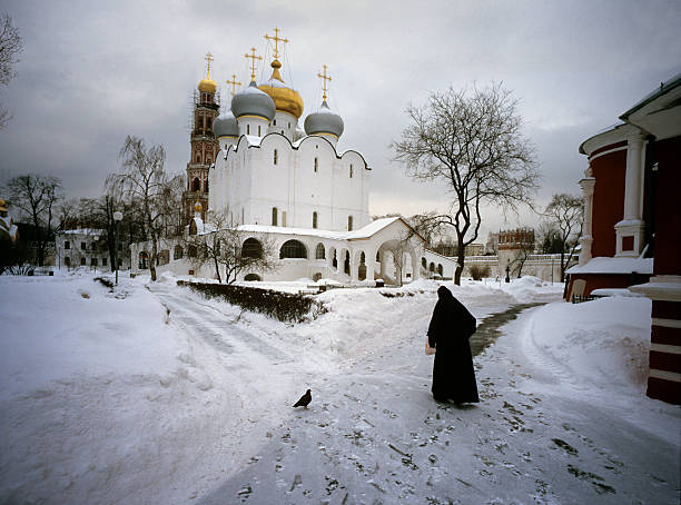 russo cena de inverno - novodevichy convent imagens e fotografias de stock