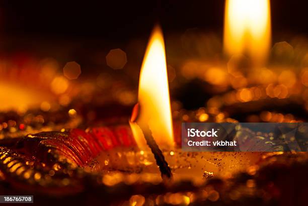 Indian Traditional Decorative Earthen Lamps Stock Photo - Download Image Now - Black Background, Celebration, Close-up