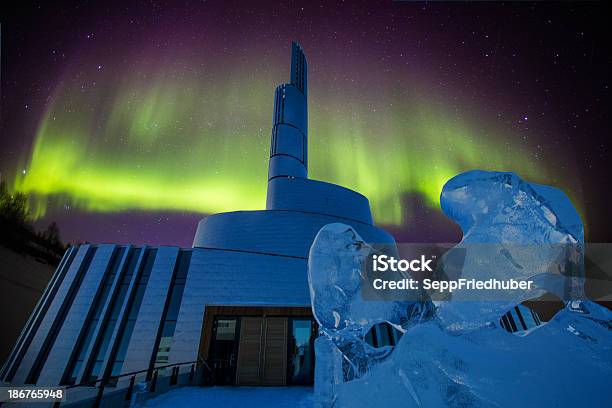 Aurora Borealis Behind A Cathedral In Alta Norway Stock Photo - Download Image Now - Alta - Norway, Aurora Borealis, Cathedral