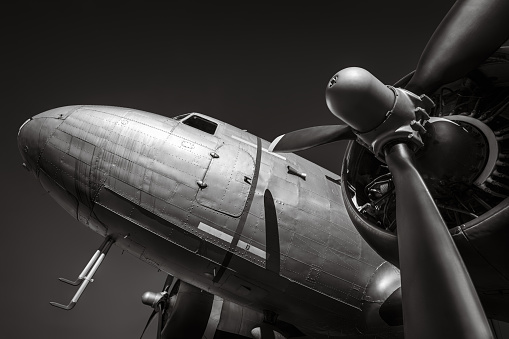 historical aircraft against a dark sky