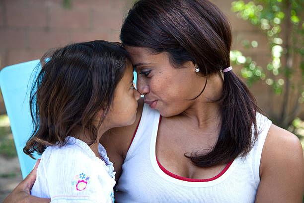 Mother and daughter outside