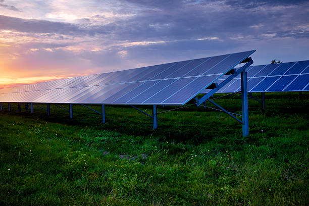 istock Large solar panels in late afternoon sunlight 186768643