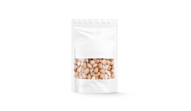 istock Blank white zipper pouch with nuts stand mockup, front view 1867694885