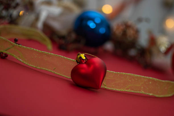 Festive ribbon with hearts for background