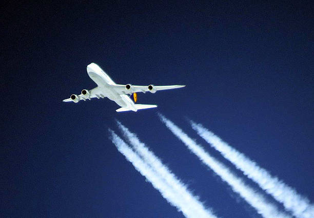 Lufthansa from frankfurt FRA to LAX boeing 747-800 in-flight stock photo