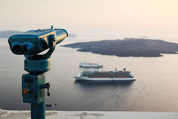 istock Binocular with volcano view on Santorini island 186771816