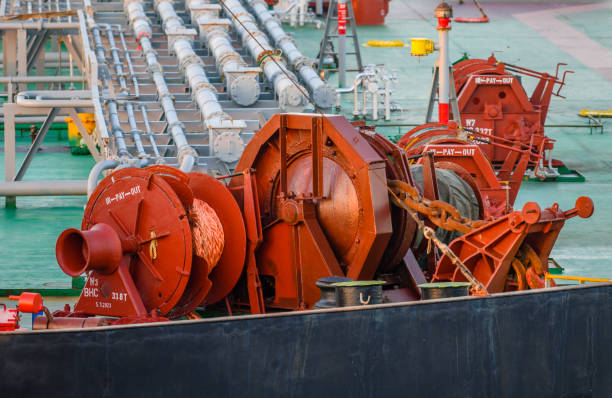 istock Mooring winch on a forward of the vessel 1867718711
