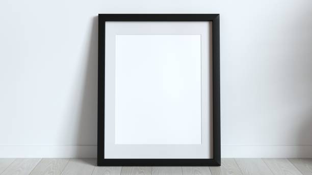 istock blank frame with black borders placed on a wooden parquet - mockup 1867723974