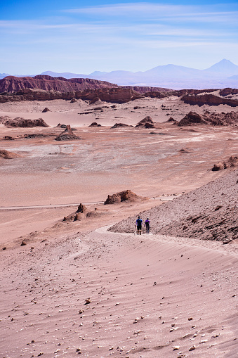 Atacama Desert, Chile -October 27 , 2023 : Tourists are watching , Moon Valley at Atacama Desert in Chile.