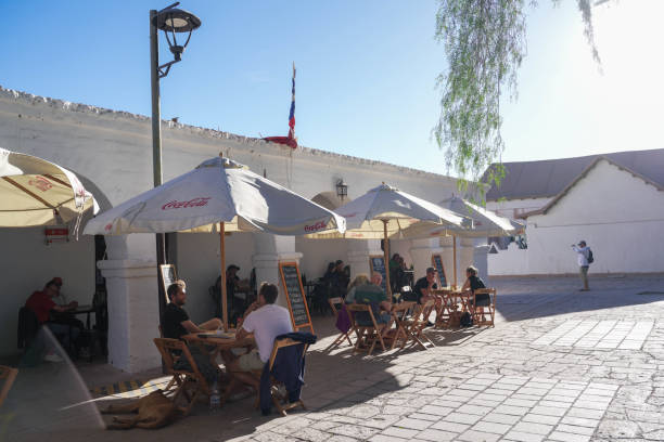 San Pedro de Atacama, Chile-October 26, 2023: Downtown San Pedro de Atacama attracts people worldwide as their jumping off point to explore Chile's Atacama Desert.