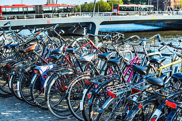 istock Bicycle parking next to Amsterdam City Center 186772909