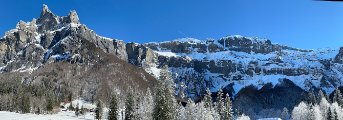 Winter in the ski resort Diedamskopf in Vorarlberg