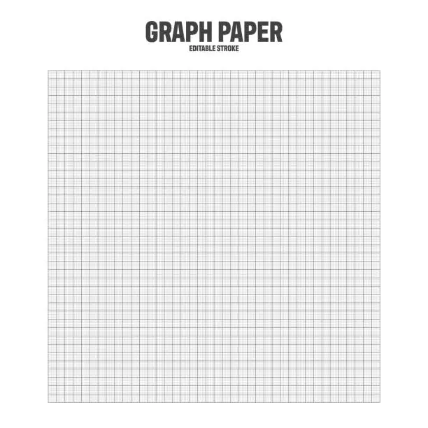 Vector illustration of Sheet of graph paper with grid. Millimeter paper texture, geometric pattern. Gray lined blank for drawing, studying, technical engineering or scale measurement. Vector illustration