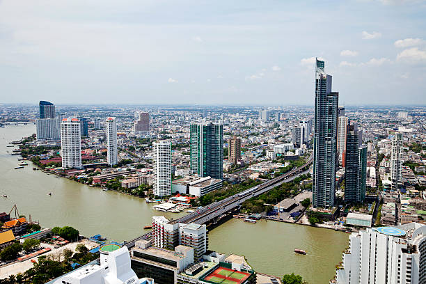 istock View over Bangkok with Chao Phraya  river. 186775972