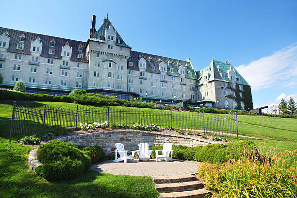 Québec City, Canada - August 22, 2022: View to Chateau Frontenac at Québec City in Canada. Québec City is the capital of the largely French-speaking Canadian province of Québec.