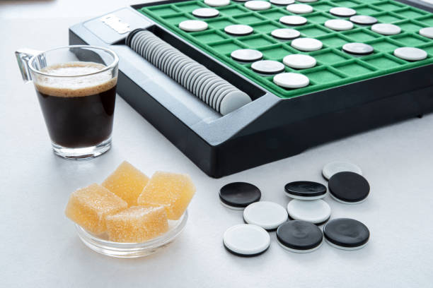Game of othello with coffee and fruit paste