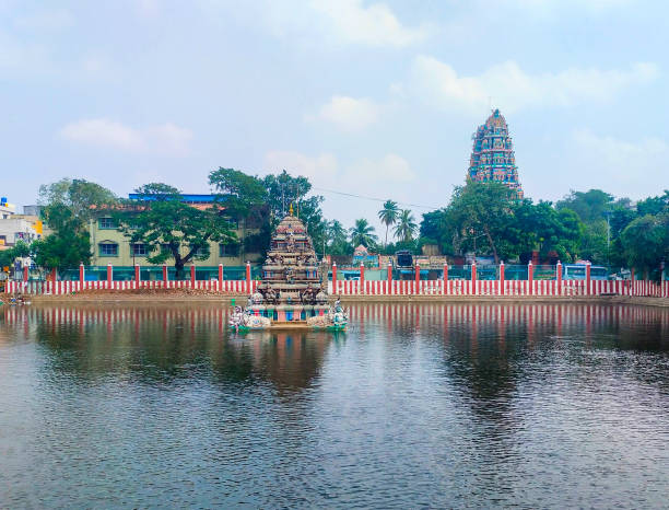 istock Tamil Nadu Temple with Full water lake 1867784457