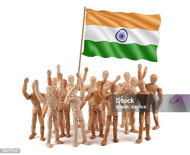 Indiagruppo Di Manichini In Legno Con Bandiera - Fotografie stock e altre immagini di Governo - Governo, Politica, Asia