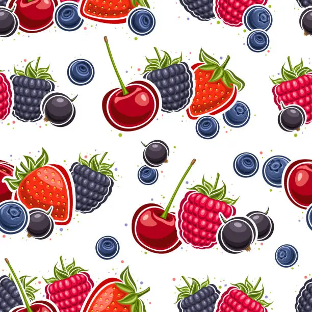 Vector illustration of Vector Berry Seamless Pattern