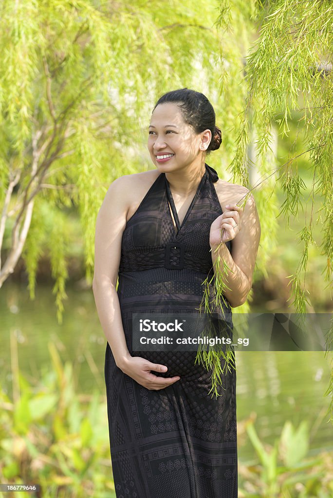 Asiático grávida no parque - Royalty-free 30-34 Anos Foto de stock