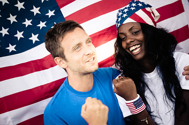 istock Young American supporters at stadium 186780259