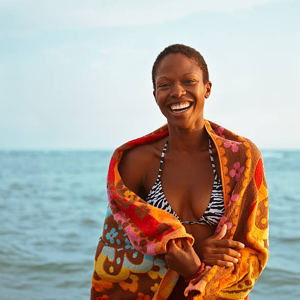 istock attractive african woman on the beach 186781545