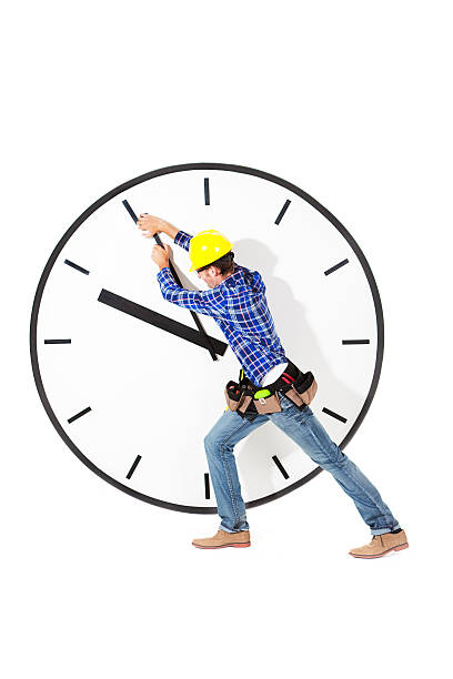 istock Manual Contruction Worker Strugglling with Deadline and Time Management 186782063
