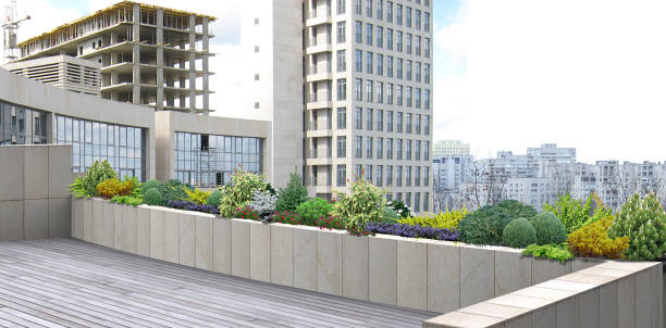 istock Green balcony, urban ideas 3D rendering 1867820835