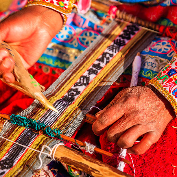 istock Peruvian woman weaving near Colca Canyon, Peru 186782218