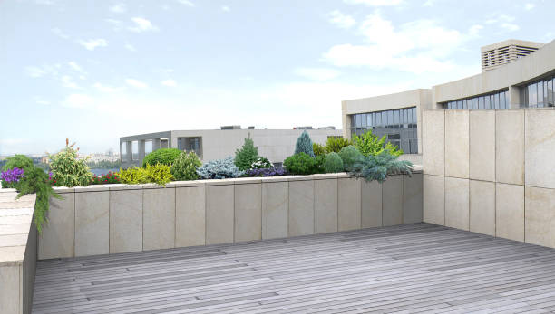istock Terrace gardening as architectural highlight in housing project, 3D render 1867828791